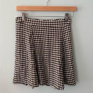 Reformation Flounce Black and White Gingham A-Line Skirt